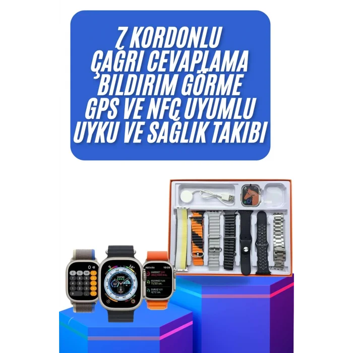 BUĞZ Unısex 7 Kordonlu Çok Fonksiyonlu Nabız Ölçer Uyku ve Sağlık Takibi - BUĞZ