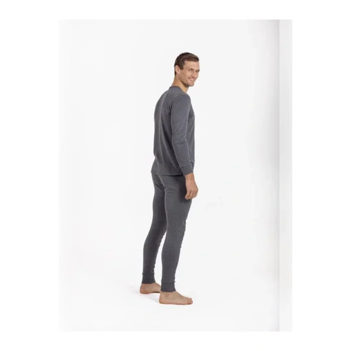 OIL COMPANY BUĞZ Unisex Çizgili Kışlık Uzun Kollu Pamuk  Termal İçlik Set  Antrasit