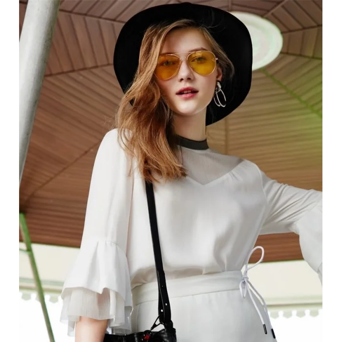  Unisex Gold Metal Çerçeveli Damla Gözlük (kutulu)