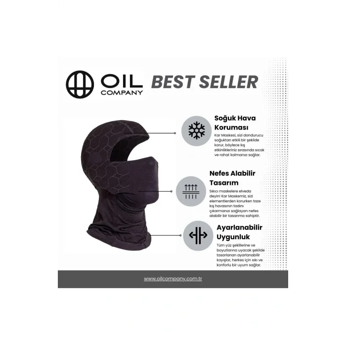 OIL COMPANY BUĞZ Unisex  Termal Rüzgar Geçirmez Motorcu Bere  Balaklava Termal Kar Maskesi  OCP004