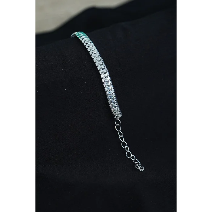 BUĞZ Unisex Tırtıl Model Gümüş Renk Künye Bileklik