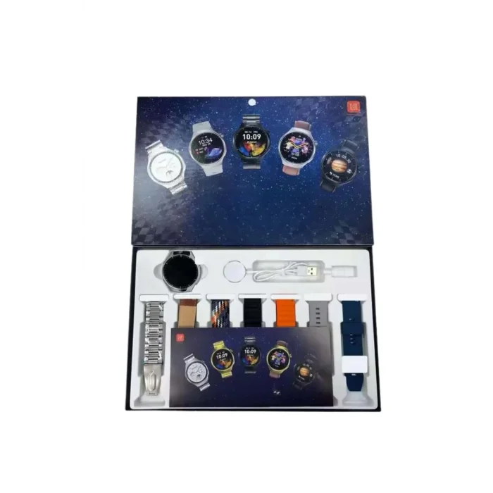  Unısex Yuvarlak Ekranlı 7 Kordonlu Akıllı Saat GPS Destekli Çoklu Kordon Seçeneği