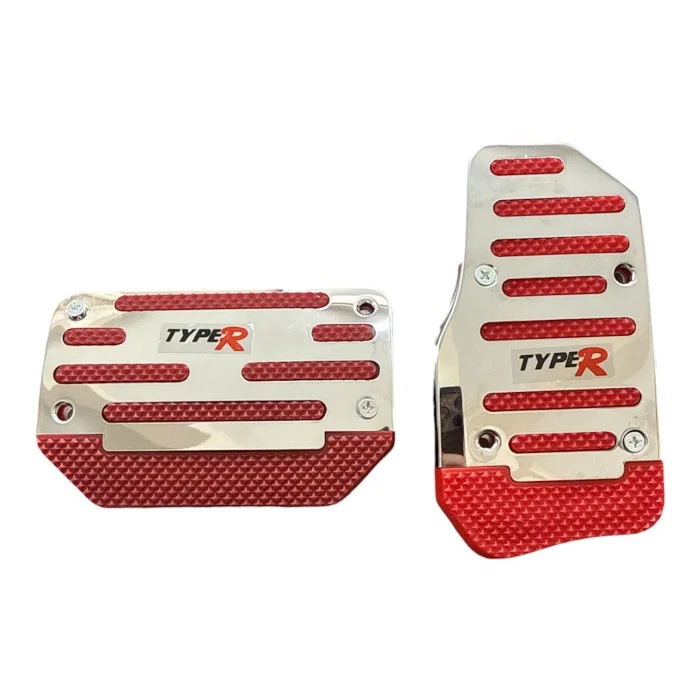 BUĞZ Universal Otomatik Metal Pedal Seti 2 Parça Krom Kırmızı