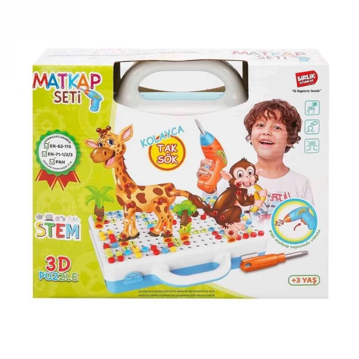  URT014-001 Birlik, 3D Eğitici Matkap Seti Hayvanlar Özel Fiyatlı Ürün