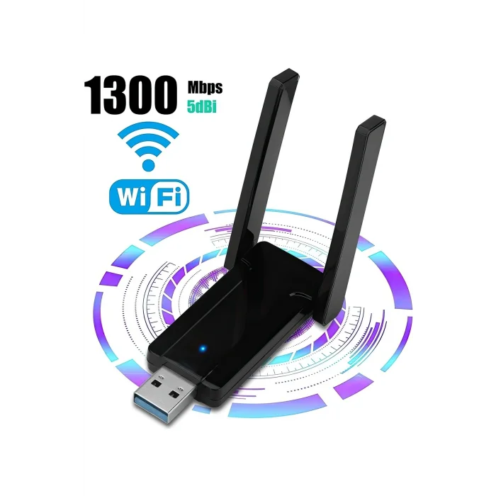 BUĞZ USB 3.0 Bağlantılı Çift Antenli Kablosuz AC Wi-Fi Adaptörü ile Hızlı Ağ Bağlantısı