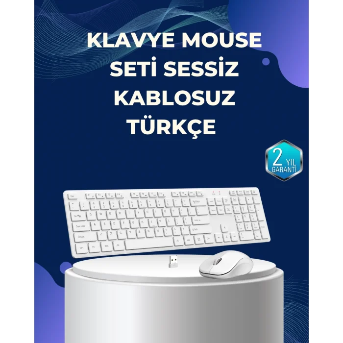  USB Alıcılı Kablosuz Klavye Mouse - Geniş Uyumluluk, Sessiz Tuşlar