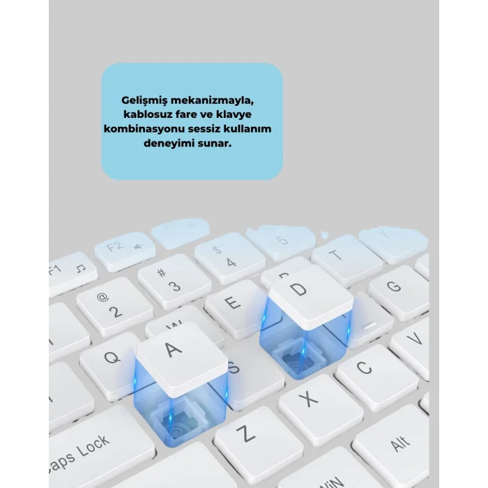  USB Alıcılı Kablosuz Klavye Mouse - Geniş Uyumluluk, Sessiz Tuşlar