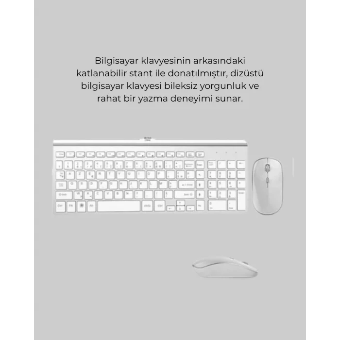  USB Alıcılı Kablosuz Klavye Mouse - Geniş Uyumluluk, Sessiz Tuşlar