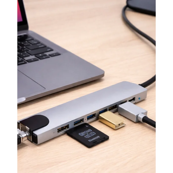 BUĞZ USB C Çoklu Port Adaptör HDMI USB Ethernet SD Kart Hub