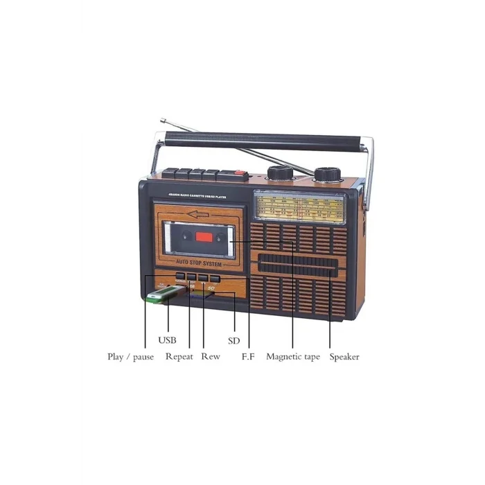 BUĞZ Usb fm radyo kaset çalar gri renk 2 yıl garantili nostaljik müzik kutusu - Elektronik