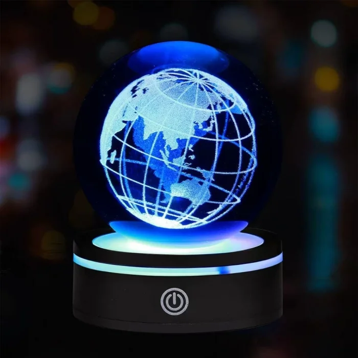  USBli Dünya Tasarımlı Dönen Cam Küre