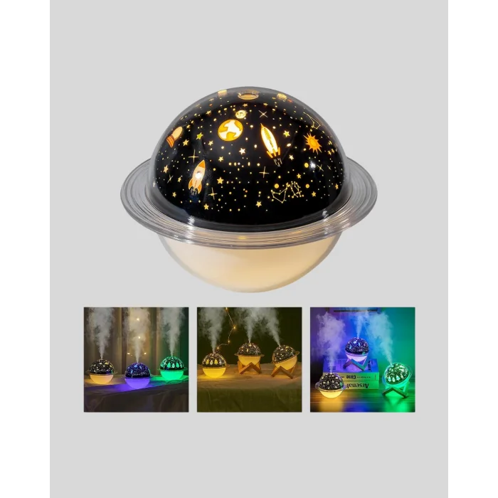 BUĞZ USB Projeksiyon Gece Lambası ve Hava Nemlendirici – Aromaterapi Destekli, Taşınabilir Mini - BUĞZ