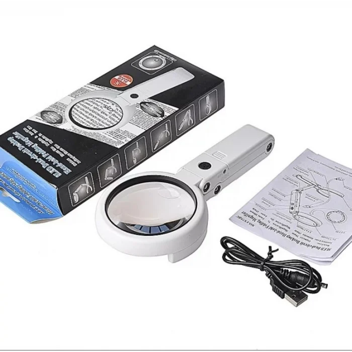 BUĞZ Usb Şarj Edilebilir Katlanabilir 3.510x Büyüteç 8 Ledli Masa Ve Eliçin  Taşınabilir Büyüteç Fs90rc - BUĞZ