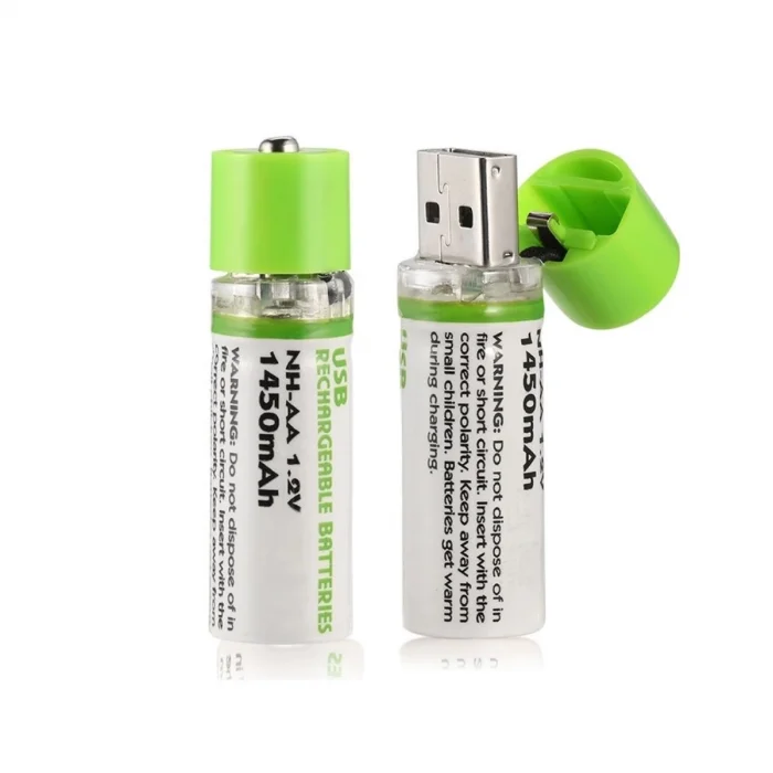 BUĞZ Usb Şarjlı 1450mah Aa 1.2v Lityum Kalem Pil 2’li Set Dönüşümlü Batarya