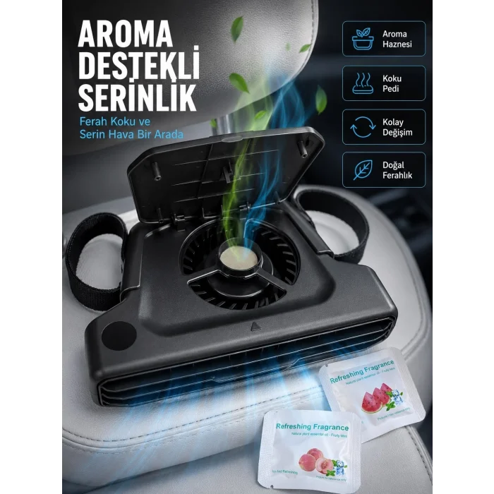 BUĞZ USB Şarjlı Araç Boyun Soğutucu Fan 5 Kademeli Sessiz Çalışan Turbo Fan