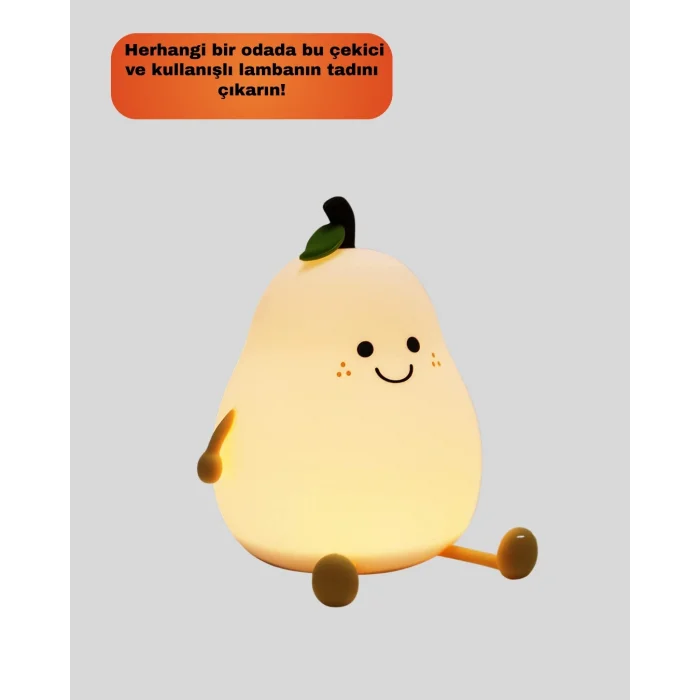 BUĞZ USB Şarjlı Armut Gece Lambası Dokunmatik Renk Değişimli