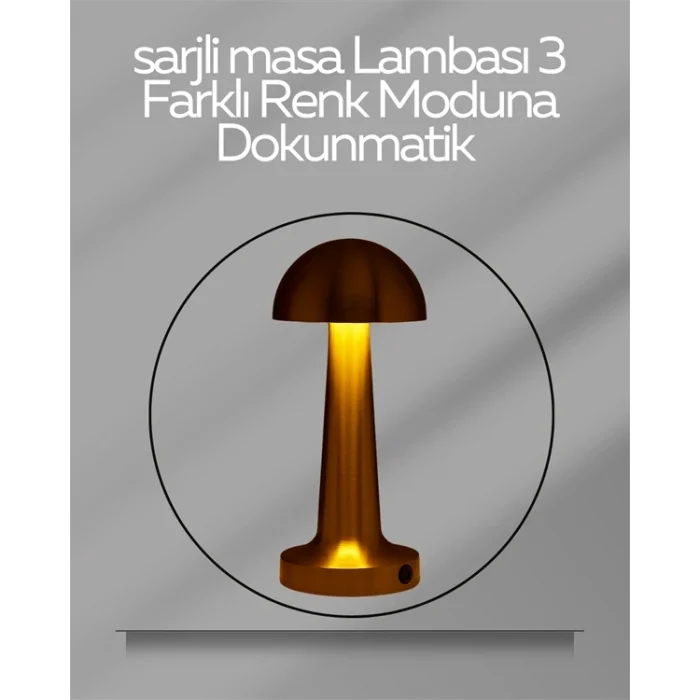 BUĞZ USB Şarjlı Dokunmatik LED Masa Lambası – 3 Renk Modu & Dimmer