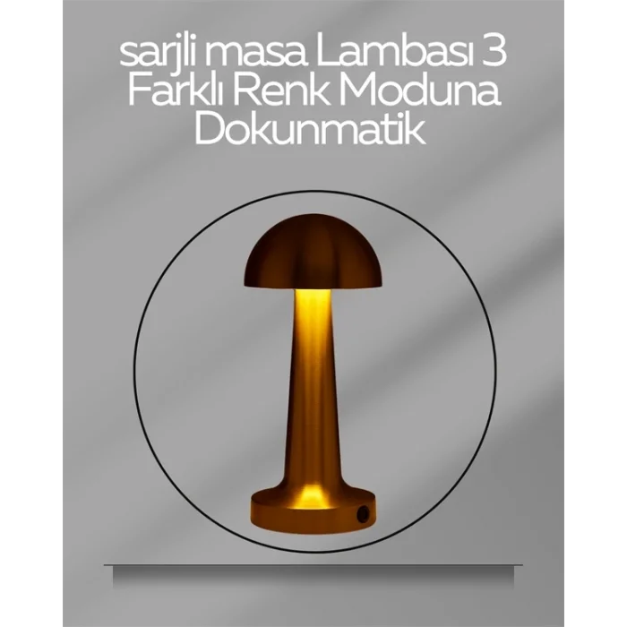  USB Şarjlı Dokunmatik LED Masa Lambası – 3 Renk Modu & Dimmer
