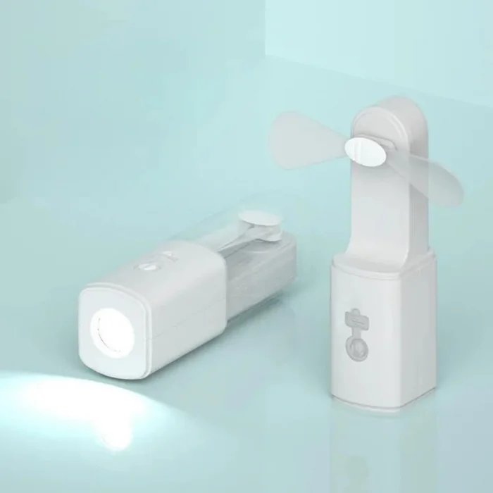BUĞZ USB Şarjlı Fenerli Mini El Fanı 1200 mAh Taşınabilir Çanta Kamp ve Ofis Vantilatörü