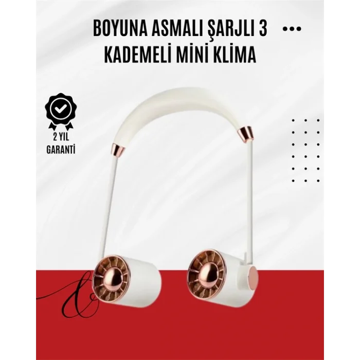  USB Şarjlı Katlanabilir Boyun Fanı | 3 Kademeli, Sessiz ve Taşınabilir Tasarım