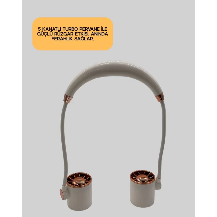  USB Şarjlı Katlanabilir Mini Boyun Fanı 1–3 Saat Kullanım