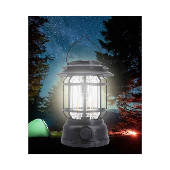  Usb Şarjlı Led Kamp Lambası - Bluetooth Müzik Çalar, El Feneri Ve Cep Telefonu Şarj Cihazı