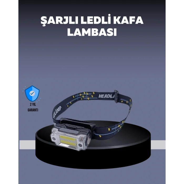 BUĞZ USB Şarjlı Mini LED KAFA Feneri 50m Odak 150m Geniş Aydınlatm