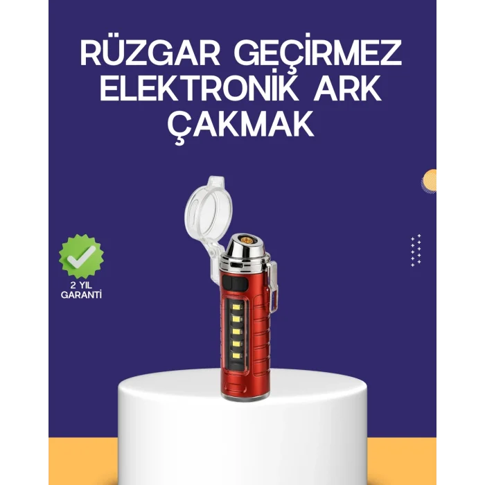 BUĞZ USB Şarjlı Rüzgar Geçirmez Elektrikli Çakmak El Fenerli