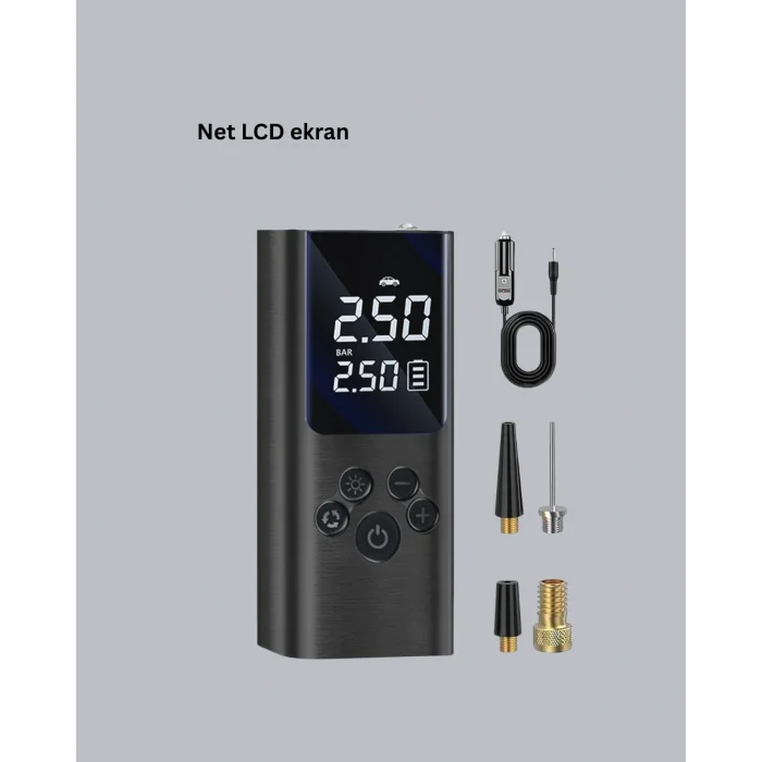 BUĞZ USB Şarjlı Taşınabilir Hava Kompresörü Dijital Ekranlı