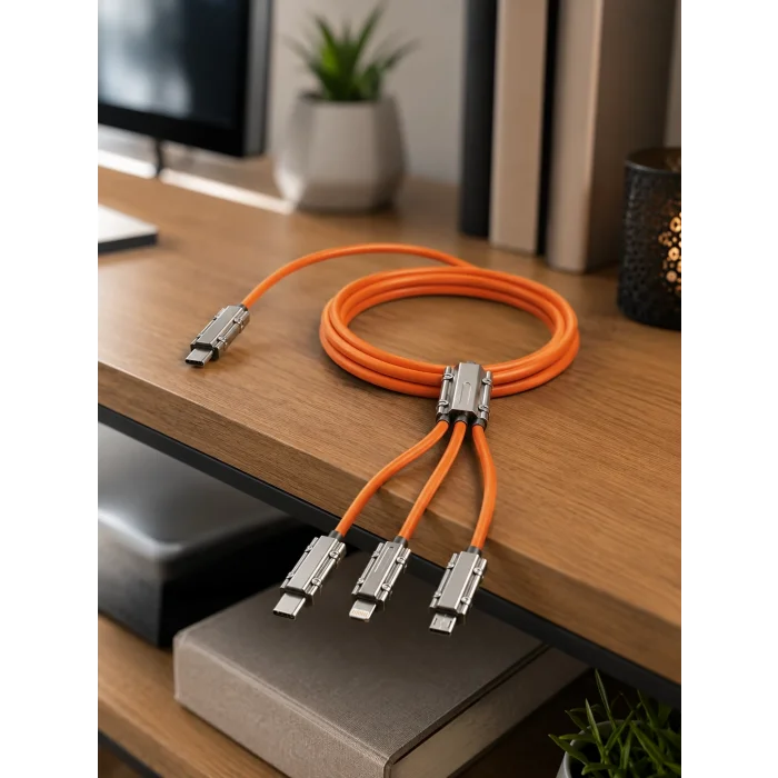 BUĞZ USB Type-C, Lightning ve Micro USB Uyumlu 3ü 1 Arada Hızlı Şarj Kablosu