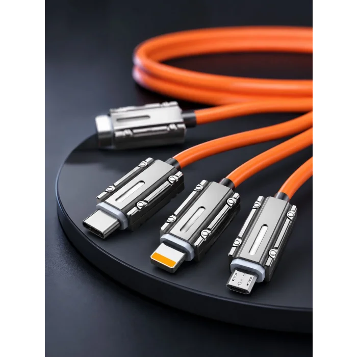 BUĞZ USB Type-C, Lightning ve Micro USB Uyumlu 3ü 1 Arada Hızlı Şarj Kablosu