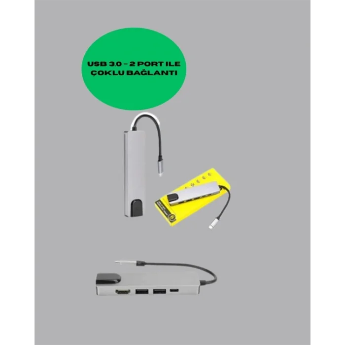 BUĞZ USB‑C Çoklu Bağlantı Merkezi – 5 Gbps, 100‑240 V, Sağlam Eloksal Tasarım