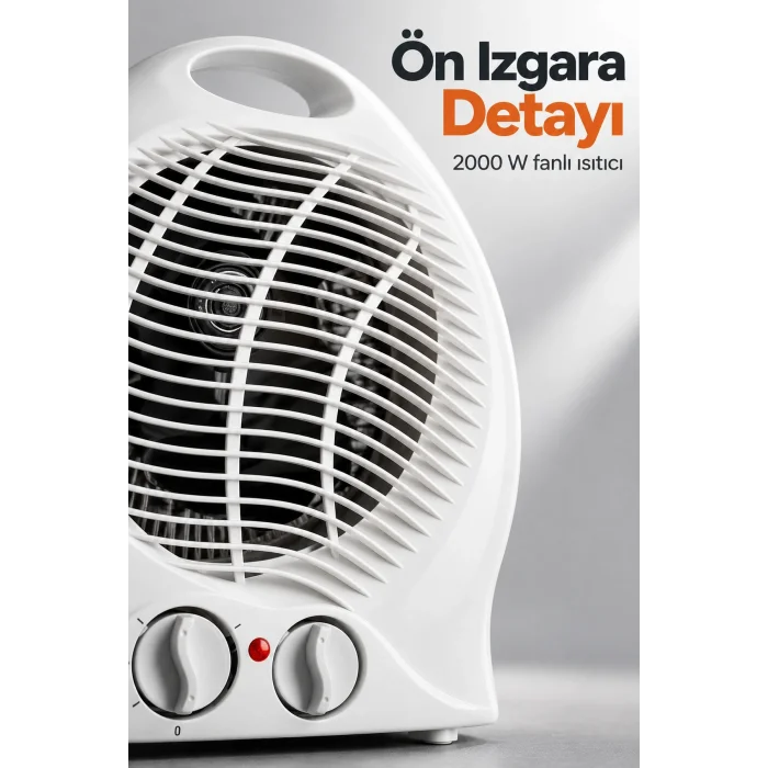 BUĞZ Üst Tutma Boşluklu Beyaz Termostatlı Fanlı Isıtıcı - BUĞZ