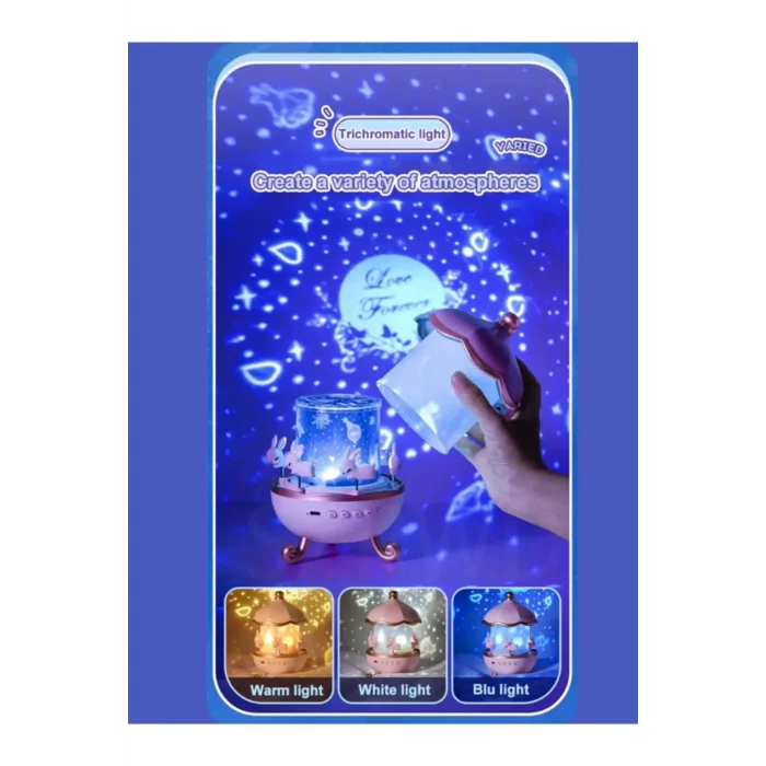  Uyku Arkadaşı Çocuk Gelişimi Galaksi Çok Figürlü Projektör Gece Lambası Hoparlörlü Doğum Günü Temalı