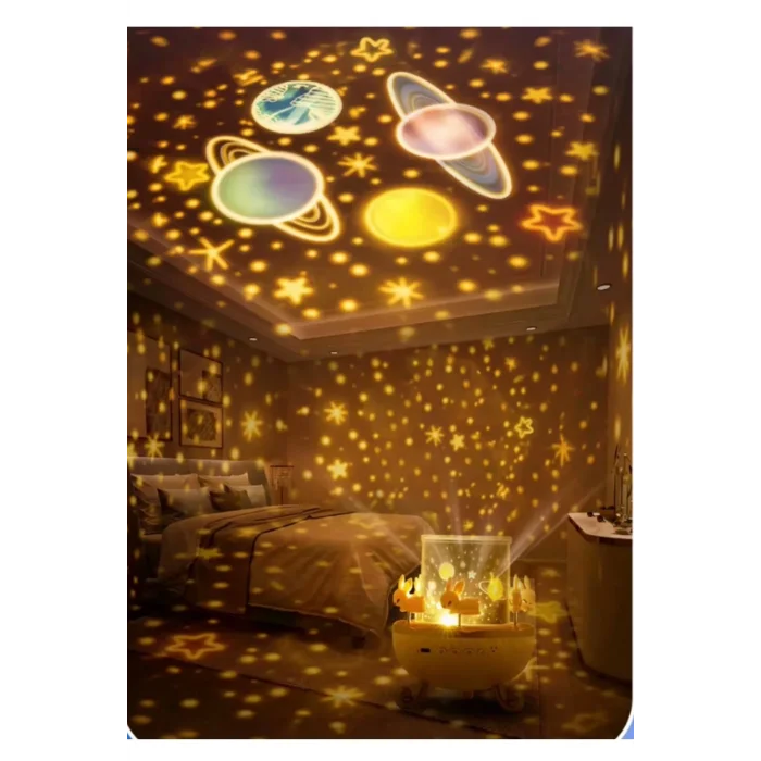  Uyku Arkadaşı Çocuk Gelişimi Galaksi Çok Figürlü Projektör Gece Lambası Hoparlörlü Doğum Günü Temalı