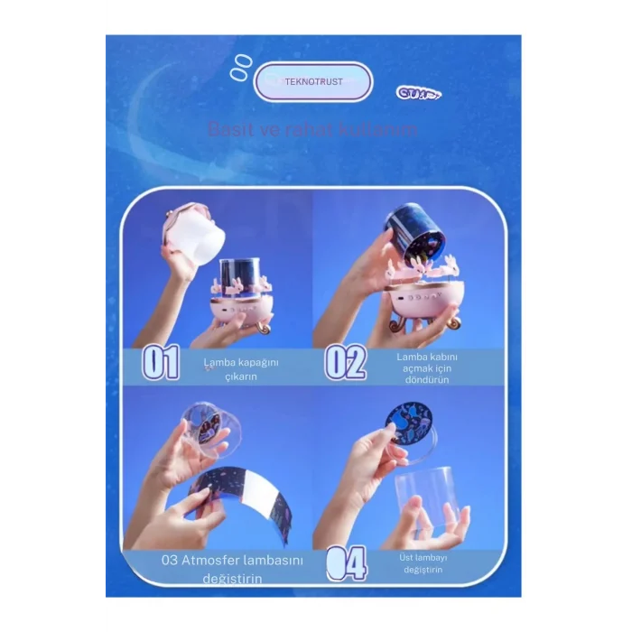  Uyku Arkadaşı Çocuk Gelişimi Galaksi Çok Figürlü Projektör Gece Lambası Hoparlörlü Doğum Günü Temalı