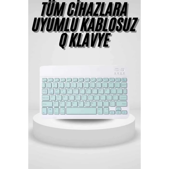  Uyumlu Kablosuz Bluetooth Şarj Edilebilir Mini Q Klavye