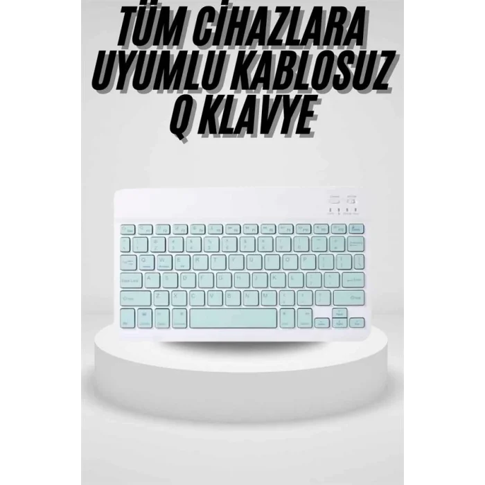  Uyumlu Kablosuz Bluetooth Şarj Edilebilir Mini Q Klavye