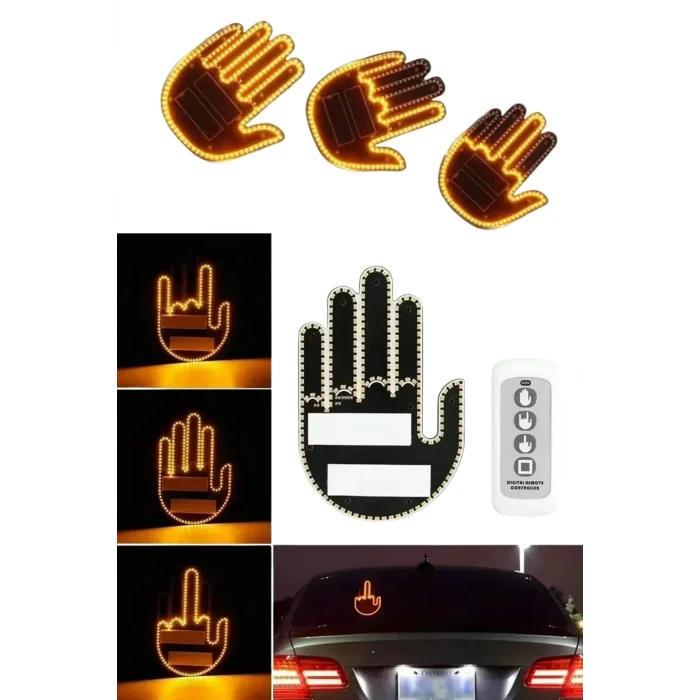  Uzaktan Kumandalı El Orta Parmak Led Araç Camına Özel