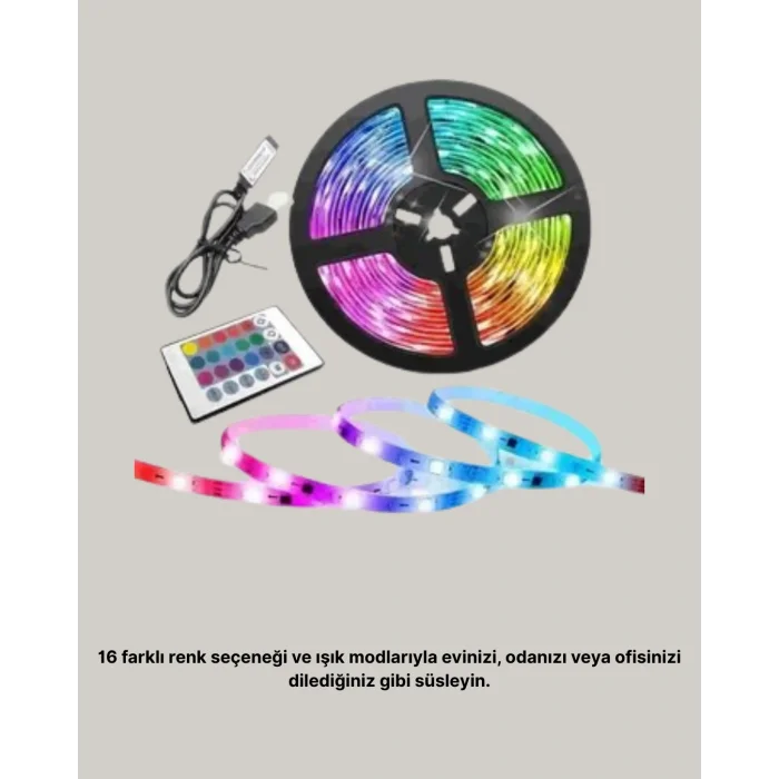 BUĞZ Uzaktan Kumandalı RGB Smart Şerit LED Işık Esnek ve Taşınabilir Dekorasyon - Lisinya