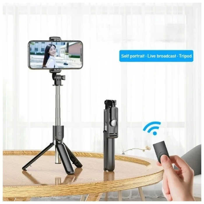 BUĞZ Uzaktan Kumandalı Tripod Özellikli Selfie Çubuğu