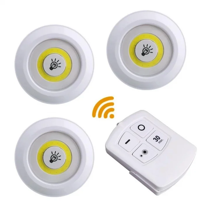 BUĞZ Uzaktan Kumandalı Yapışkanlı 3’lü Led Spot Lamba Bx40