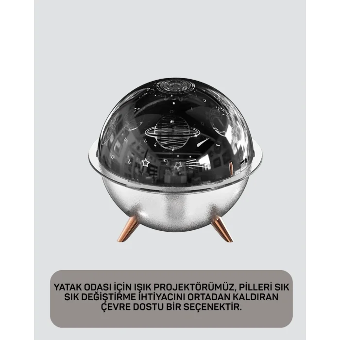 BUĞZ Uzay Temalı Projeksiyonlu Nemlendirici USB Güçlü Gece Lambası