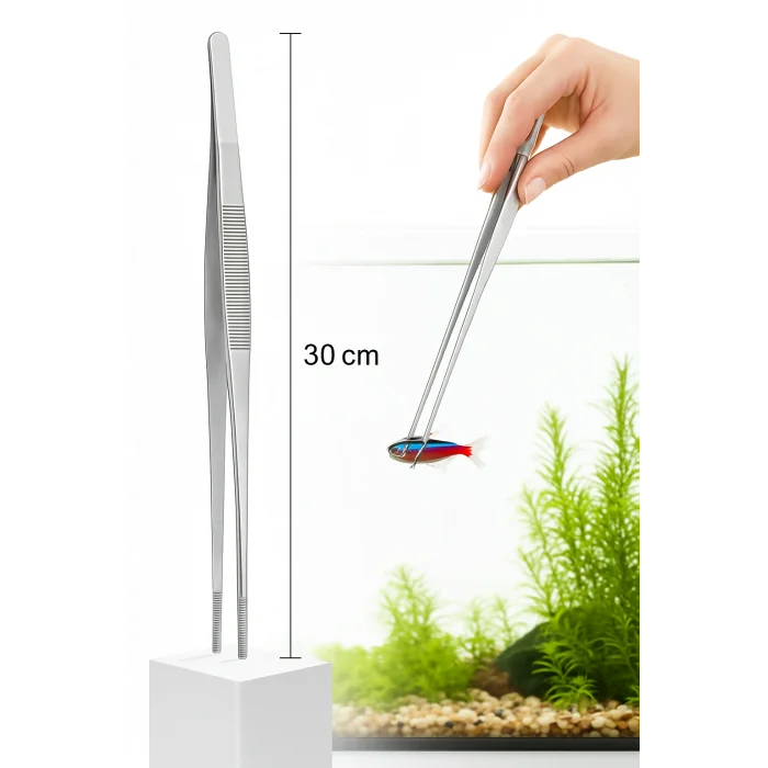 BUĞZ Uzun 30 cm Çelik Cımbız - Akvaryum Maşası