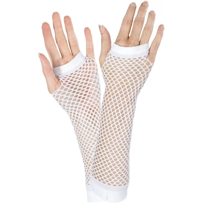  Uzun File Örgü Eldiven Beyaz Renk