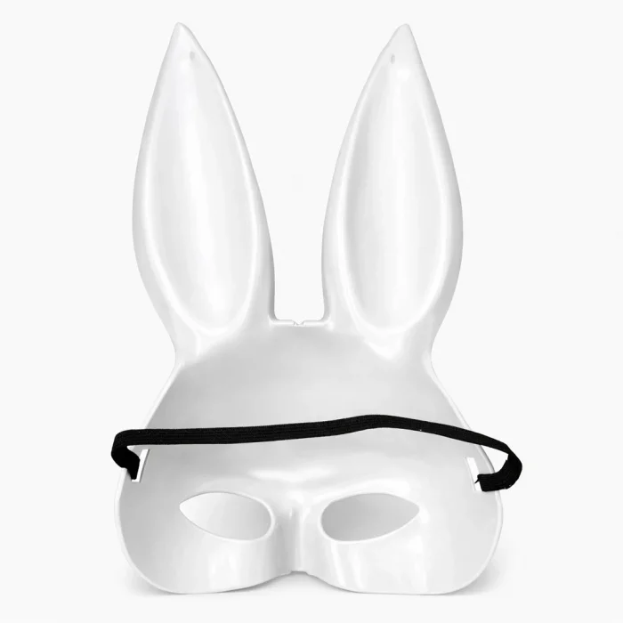 BUĞZ Uzun Kulaklı Beyaz Lüks Tavşan Maskesi