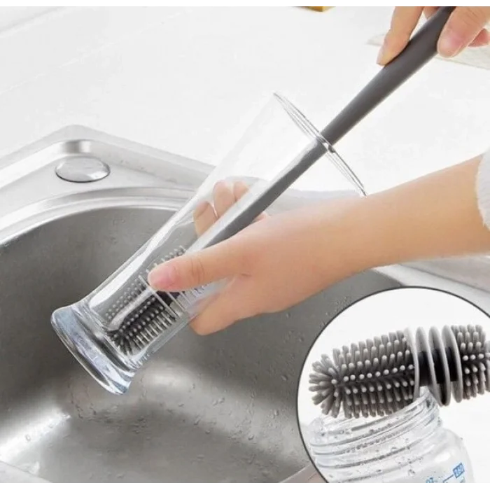 BUĞZ Uzun Saplı Silikon Biberon ve Kavanoz Yıkama Fırçası