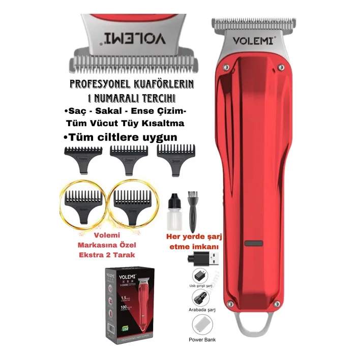 BUĞZ V-0085b Saç Sakal Ense Çizim Lazer Öncesi Kişisel Bakım Unisex Tıraş Makinesi