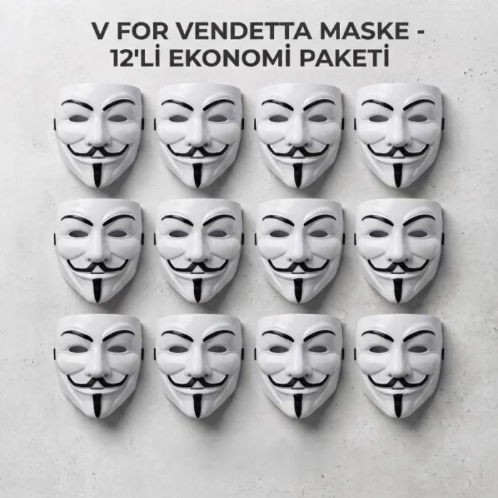 BUĞZ V for Vendetta Maskesi - 12li Paket - Plastik