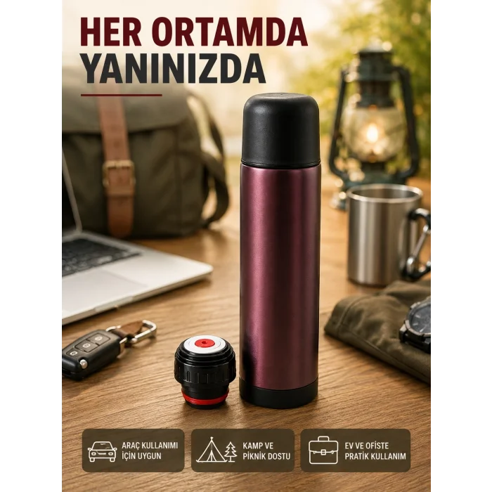 BUĞZ Vakumlu Termos 304 Paslanmaz Çelik Seyahat Termosu